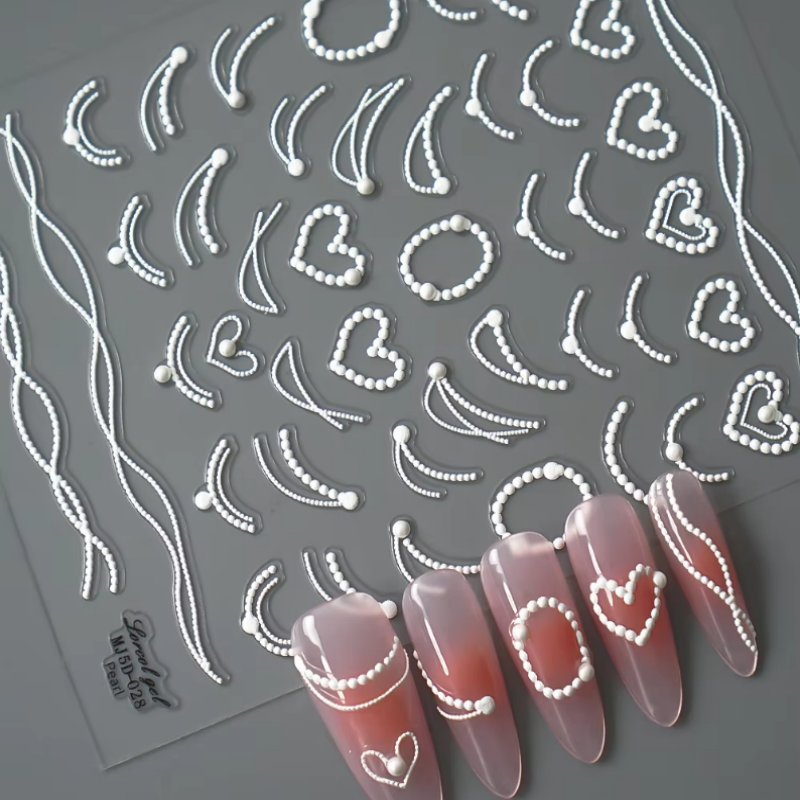 3D Deluxe Pearl Heart Nail Art Stickers